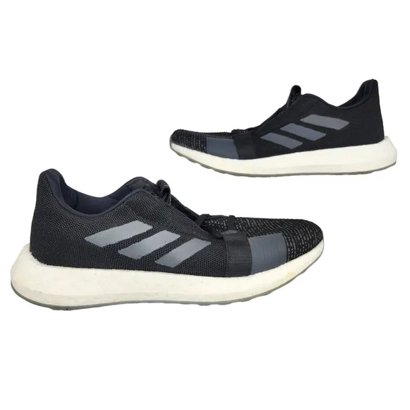 Adidas Shoes Mens 7.5 Black Gray White Senseboost Go Running Workout Training