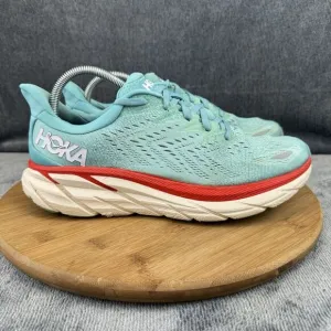 Hoka One Clifton 8 Shoes Womens Size 9.5 B Blue Running Training Comfort Sneaker