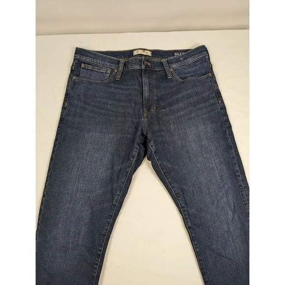 Madewell Slim Straight Mens Jeans 36x32 Blue Dark Wash Denim Jeans Fade Wash‎
